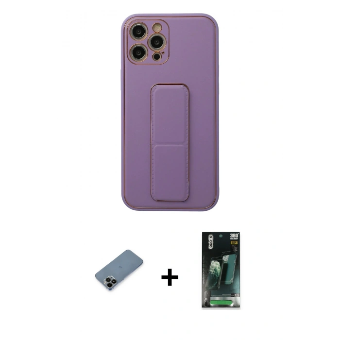 MARSİLYAN™- iPhone 12 Pro Kılıf Akış Doku - Şeffaf 360 Full Body Arka Koruyucu + Shine Kamera Lens Koruma Cam - SH