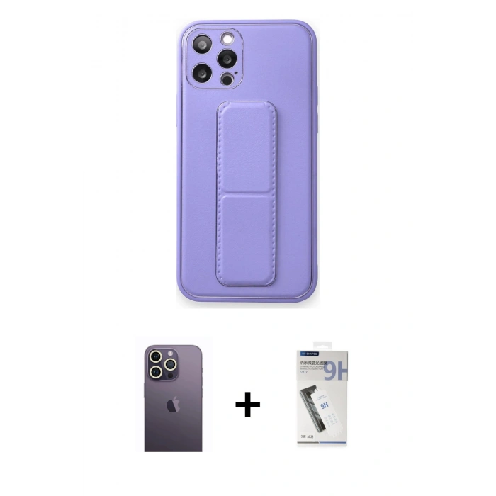 MARSİLYAN™- iPhone 12 Pro Kılıf Akış Doku - Şeffaf Uv Polymer Nano Ekran Koruyucu + Neon Fosforlu Kamera Lens - BZ