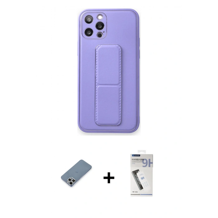 MARSİLYAN™- iPhone 12 Pro Kılıf Akış Doku - Şeffaf Uv Polymer Nano Ekran Koruyucu + Metal Kamera Lens Koruma Cam - GS