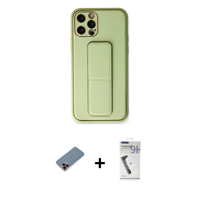 MARSİLYAN™- iPhone 12 Pro Kılıf Akış Doku - Şeffaf Uv Polymer Nano Ekran Koruyucu + Metal Kamera Lens Koruma Cam - KI