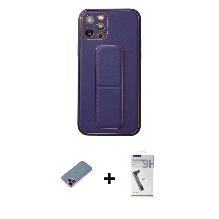 MARSİLYAN™- iPhone 12 Pro Kılıf Akış Doku - Şeffaf Uv Polymer Nano Ekran Koruyucu + Metal Kamera Lens Koruma Cam - KI