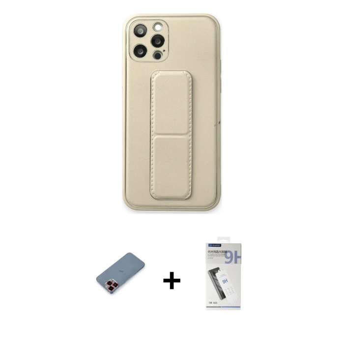 MARSİLYAN™- iPhone 12 Pro Kılıf Akış Doku - Şeffaf Uv Polymer Nano Ekran Koruyucu + Metal Kamera Lens Koruma Cam - KI
