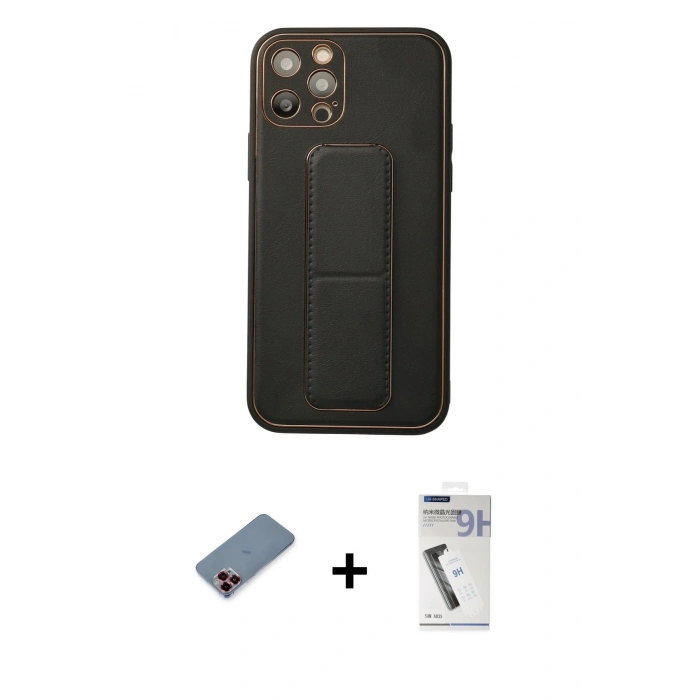 MARSİLYAN™- iPhone 12 Pro Kılıf Akış Doku - Şeffaf Uv Polymer Nano Ekran Koruyucu + Metal Kamera Lens Koruma Cam - KI