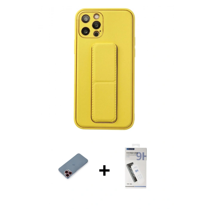 MARSİLYAN™- iPhone 12 Pro Kılıf Akış Doku - Şeffaf Uv Polymer Nano Ekran Koruyucu + Metal Kamera Lens Koruma Cam - KI