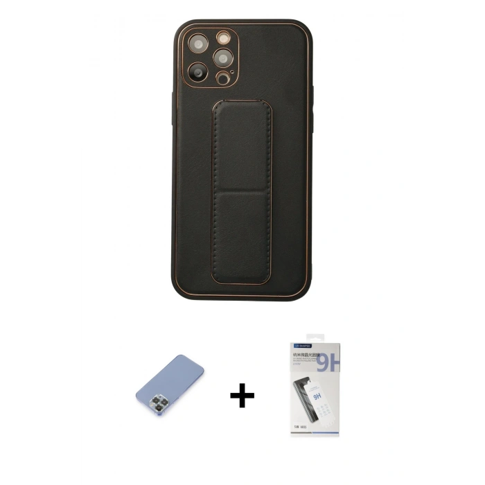 MARSİLYAN™- iPhone 12 Pro Kılıf Akış Doku - Şeffaf Uv Polymer Nano Ekran Koruyucu + Metal Kamera Lens Koruma Cam - KUYL