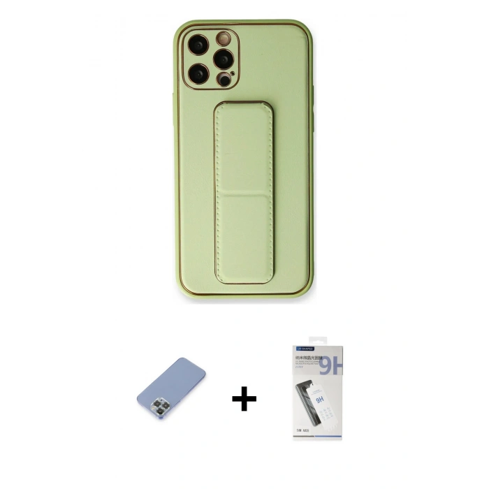 MARSİLYAN™- iPhone 12 Pro Kılıf Akış Doku - Şeffaf Uv Polymer Nano Ekran Koruyucu + Metal Kamera Lens Koruma Cam - KUYL