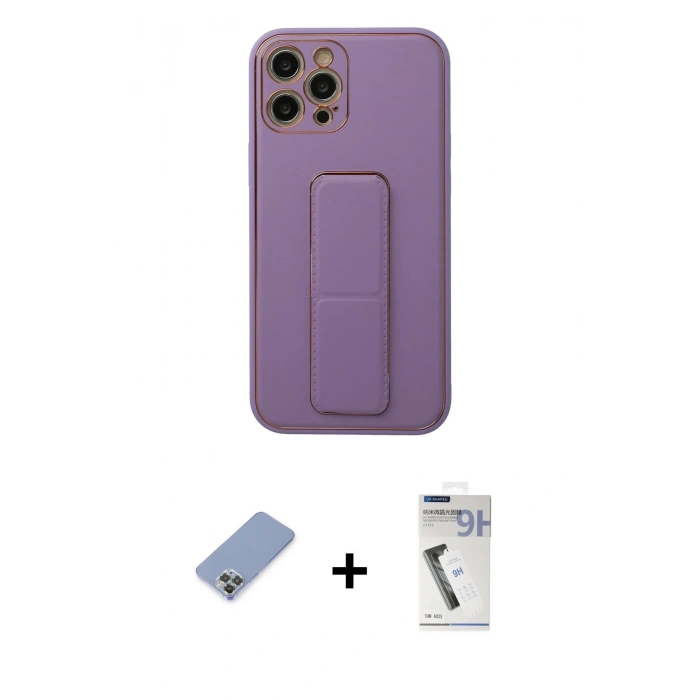 MARSİLYAN™- iPhone 12 Pro Kılıf Akış Doku - Şeffaf Uv Polymer Nano Ekran Koruyucu + Metal Kamera Lens Koruma Cam - KUYL