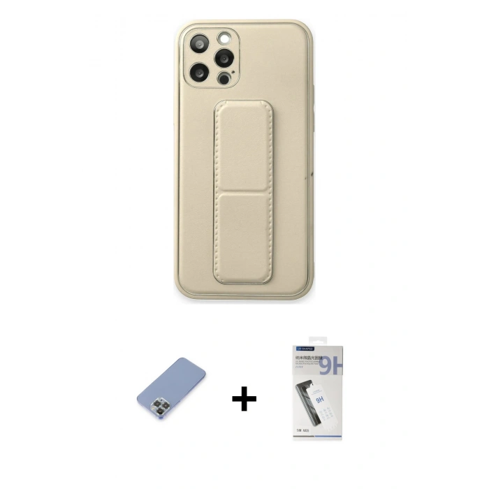 MARSİLYAN™- iPhone 12 Pro Kılıf Akış Doku - Şeffaf Uv Polymer Nano Ekran Koruyucu + Metal Kamera Lens Koruma Cam - KUYL