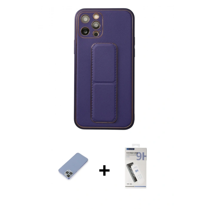 MARSİLYAN™- iPhone 12 Pro Kılıf Akış Doku - Şeffaf Uv Polymer Nano Ekran Koruyucu + Metal Kamera Lens Koruma Cam - KUYL