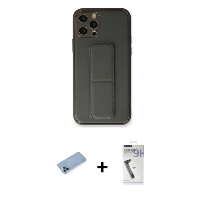 MARSİLYAN™- iPhone 12 Pro Kılıf Akış Doku - Şeffaf Uv Polymer Nano Ekran Koruyucu + Shine Kamera Lens Koruma Cam - MI