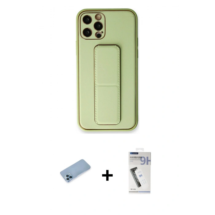 MARSİLYAN™- iPhone 12 Pro Kılıf Akış Doku - Şeffaf Uv Polymer Nano Ekran Koruyucu + Shine Kamera Lens Koruma Cam - MI
