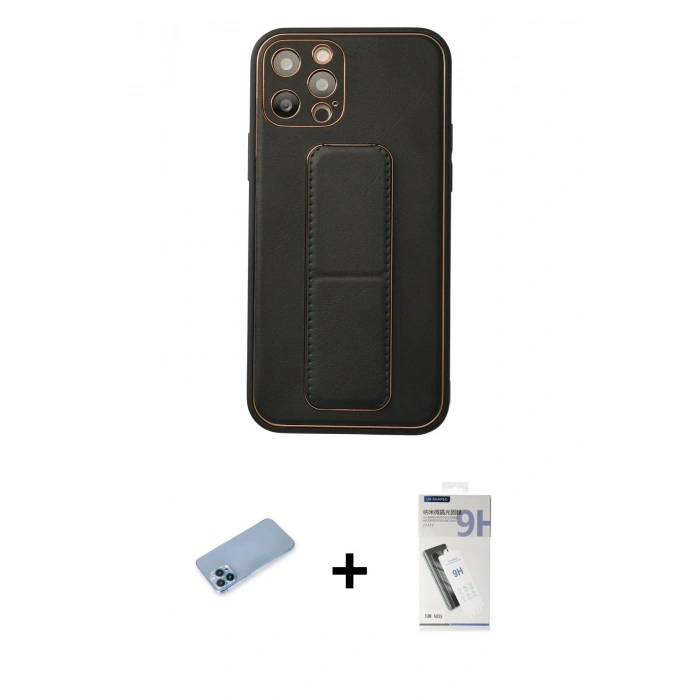 MARSİLYAN™- iPhone 12 Pro Kılıf Akış Doku - Şeffaf Uv Polymer Nano Ekran Koruyucu + Shine Kamera Lens Koruma Cam - MI