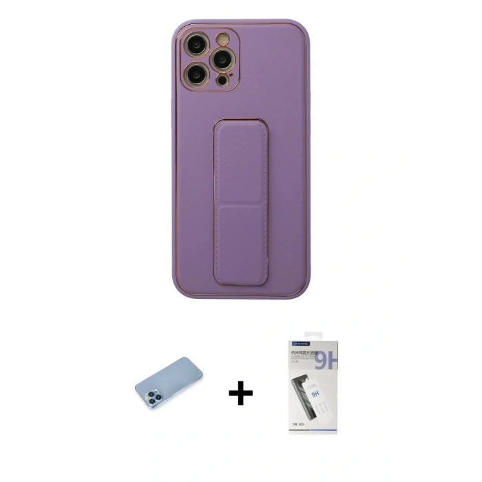 MARSİLYAN™- iPhone 12 Pro Kılıf Akış Doku - Şeffaf Uv Polymer Nano Ekran Koruyucu + Shine Kamera Lens Koruma Cam - MI
