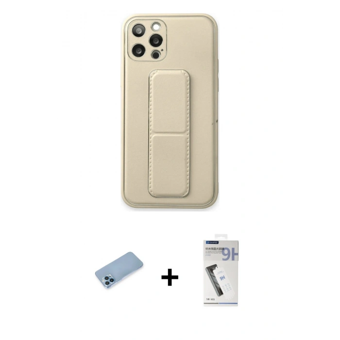 MARSİLYAN™- iPhone 12 Pro Kılıf Akış Doku - Şeffaf Uv Polymer Nano Ekran Koruyucu + Shine Kamera Lens Koruma Cam - MI