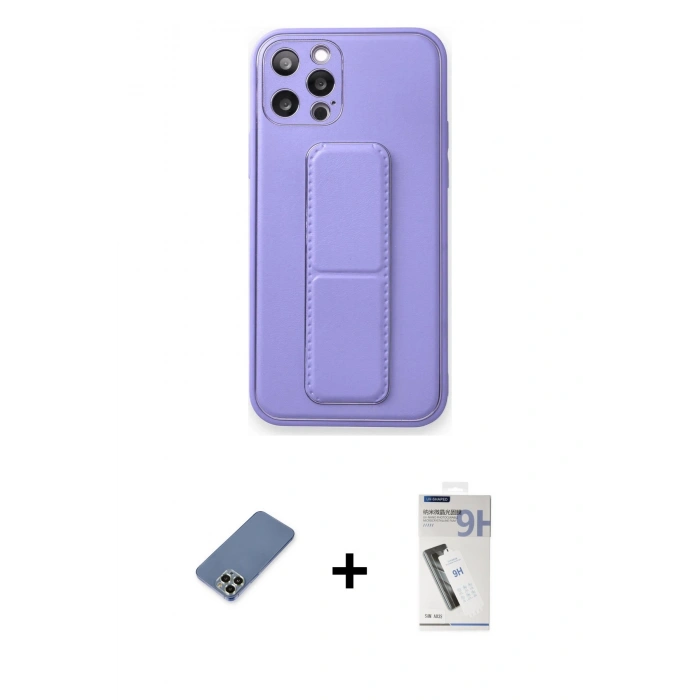 MARSİLYAN™- iPhone 12 Pro Kılıf Akış Doku - Şeffaf Uv Polymer Nano Ekran Koruyucu + Metal Kamera Lens Koruma Cam - AKYL