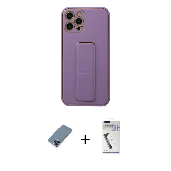 MARSİLYAN™- iPhone 12 Pro Kılıf Akış Doku - Şeffaf Uv Polymer Nano Ekran Koruyucu + Metal Kamera Lens Koruma Cam - MI