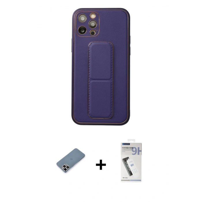 MARSİLYAN™- iPhone 12 Pro Kılıf Akış Doku - Şeffaf Uv Polymer Nano Ekran Koruyucu + Metal Kamera Lens Koruma Cam - MR