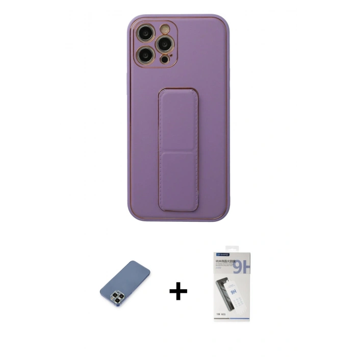 MARSİLYAN™- iPhone 12 Pro Kılıf Akış Doku - Şeffaf Uv Polymer Nano Ekran Koruyucu + Metal Kamera Lens Koruma Cam - AKYL