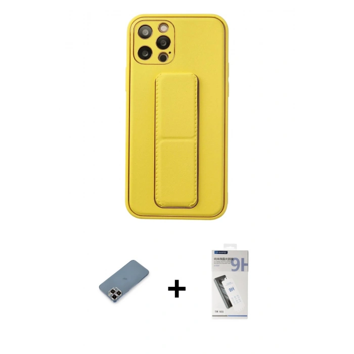 MARSİLYAN™- iPhone 12 Pro Kılıf Akış Doku - Şeffaf Uv Polymer Nano Ekran Koruyucu + Metal Kamera Lens Koruma Cam - MR