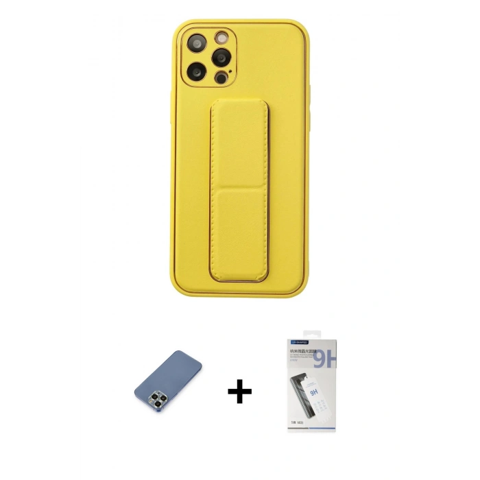 MARSİLYAN™- iPhone 12 Pro Kılıf Akış Doku - Şeffaf Uv Polymer Nano Ekran Koruyucu + Metal Kamera Lens Koruma Cam - AKYL