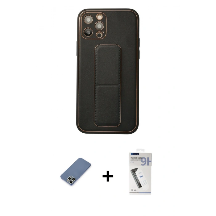 MARSİLYAN™- iPhone 12 Pro Kılıf Akış Doku - Şeffaf Uv Polymer Nano Ekran Koruyucu + Metal Kamera Lens Koruma Cam - AKYL