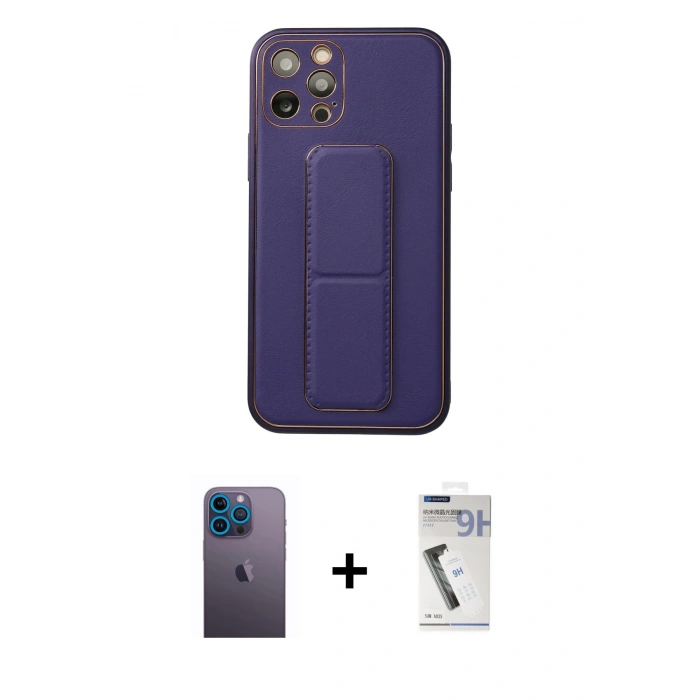 MARSİLYAN™- iPhone 12 Pro Kılıf Akış Doku - Şeffaf Uv Polymer Nano Ekran Koruyucu + Neon Fosforlu Kamera Lens - MI