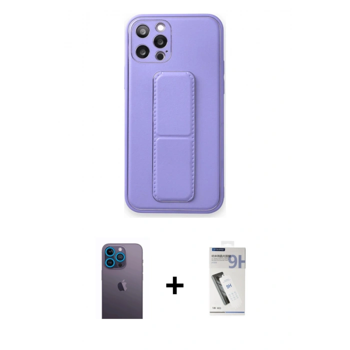 MARSİLYAN™- iPhone 12 Pro Kılıf Akış Doku - Şeffaf Uv Polymer Nano Ekran Koruyucu + Neon Fosforlu Kamera Lens - MI