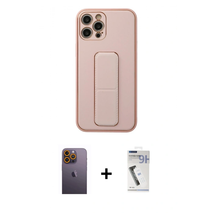 MARSİLYAN™- iPhone 12 Pro Kılıf Akış Doku - Şeffaf Uv Polymer Nano Ekran Koruyucu + Neon Fosforlu Kamera Lens - SI