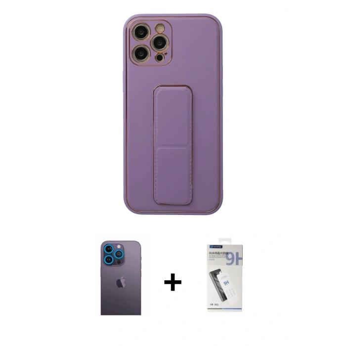 MARSİLYAN™- iPhone 12 Pro Kılıf Akış Doku - Şeffaf Uv Polymer Nano Ekran Koruyucu + Neon Fosforlu Kamera Lens - MI