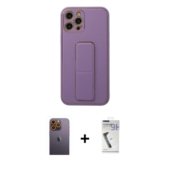 MARSİLYAN™- iPhone 12 Pro Kılıf Akış Doku - Şeffaf Uv Polymer Nano Ekran Koruyucu + Neon Fosforlu Kamera Lens - SI