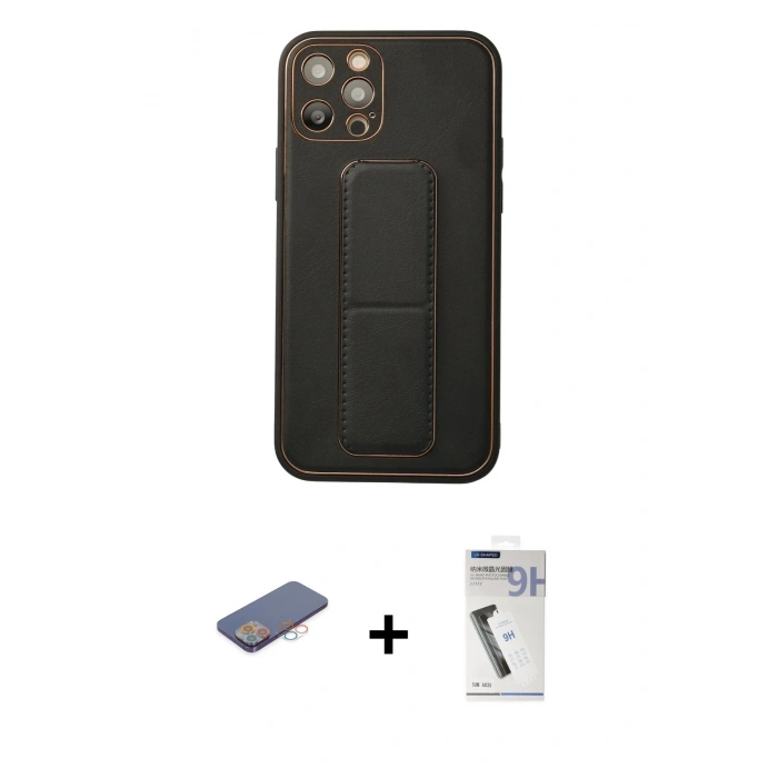 MARSİLYAN™- iPhone 12 Pro Kılıf Akış Doku - Şeffaf Uv Polymer Nano Ekran Koruyucu + Renkli Kamera Lens Koruma Cam - PE