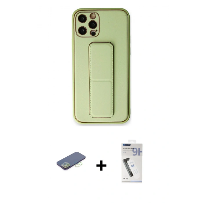 MARSİLYAN™- iPhone 12 Pro Kılıf Akış Doku - Şeffaf Uv Polymer Nano Ekran Koruyucu + Renkli Kamera Lens Koruma Cam - YL