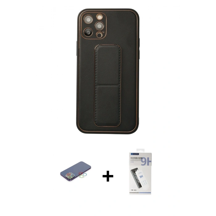 MARSİLYAN™- iPhone 12 Pro Kılıf Akış Doku - Şeffaf Uv Polymer Nano Ekran Koruyucu + Renkli Kamera Lens Koruma Cam - MI