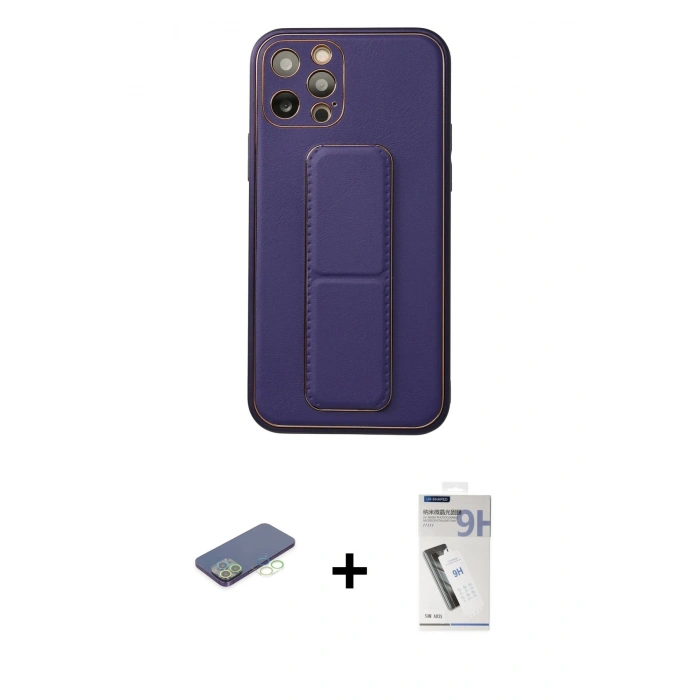 MARSİLYAN™- iPhone 12 Pro Kılıf Akış Doku - Şeffaf Uv Polymer Nano Ekran Koruyucu + Renkli Kamera Lens Koruma Cam - YL