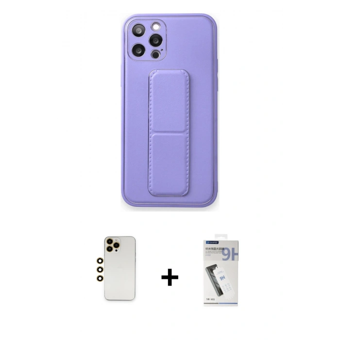 MARSİLYAN™- iPhone 12 Pro Kılıf Akış Doku - Şeffaf Uv Polymer Nano Ekran Koruyucu + Shine Kamera Lens - GD