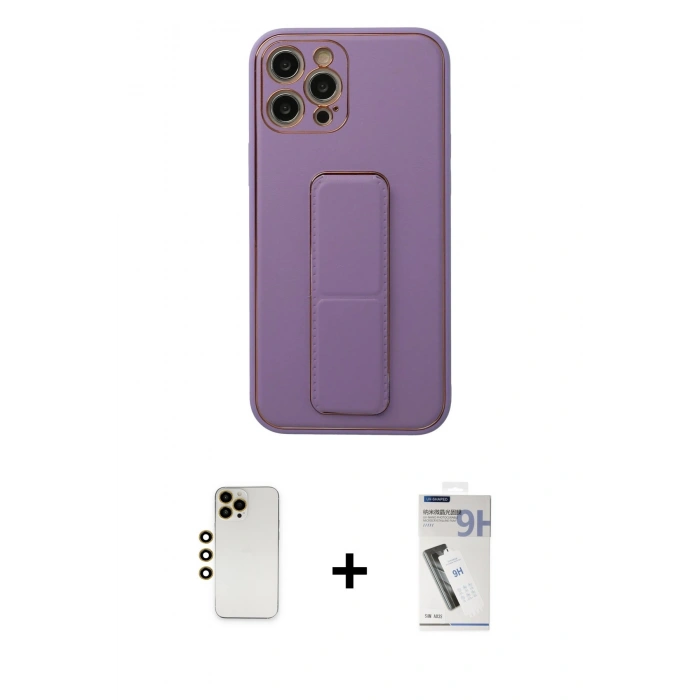 MARSİLYAN™- iPhone 12 Pro Kılıf Akış Doku - Şeffaf Uv Polymer Nano Ekran Koruyucu + Shine Kamera Lens - GD