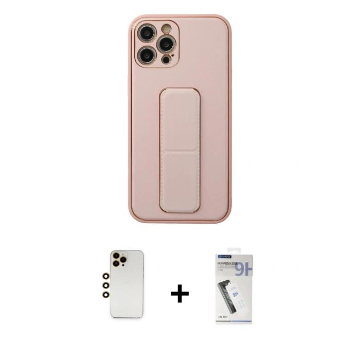 MARSİLYAN™- iPhone 12 Pro Kılıf Akış Doku - Şeffaf Uv Polymer Nano Ekran Koruyucu + Shine Kamera Lens - GD