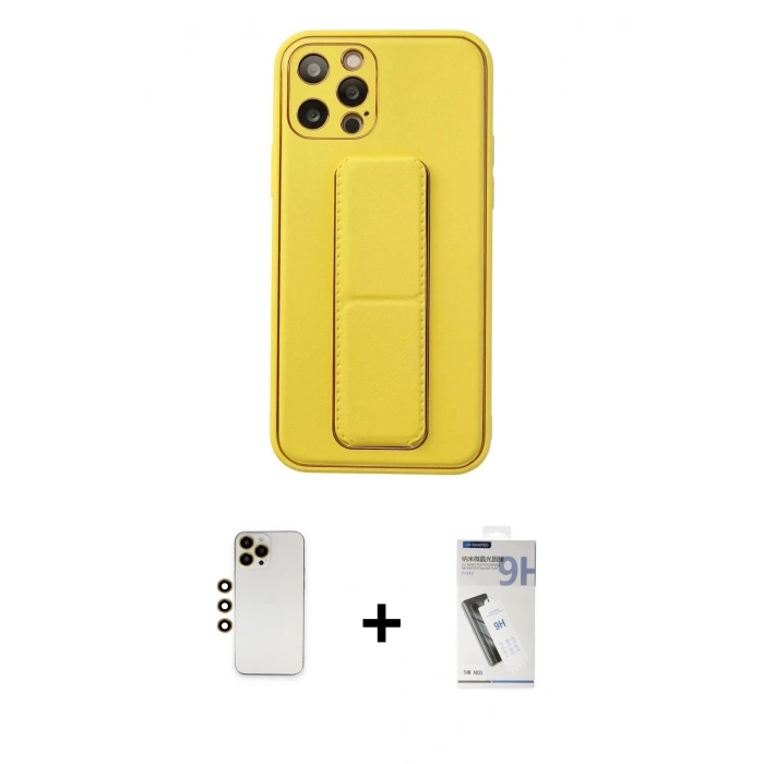 MARSİLYAN™- iPhone 12 Pro Kılıf Akış Doku - Şeffaf Uv Polymer Nano Ekran Koruyucu + Shine Kamera Lens - GD