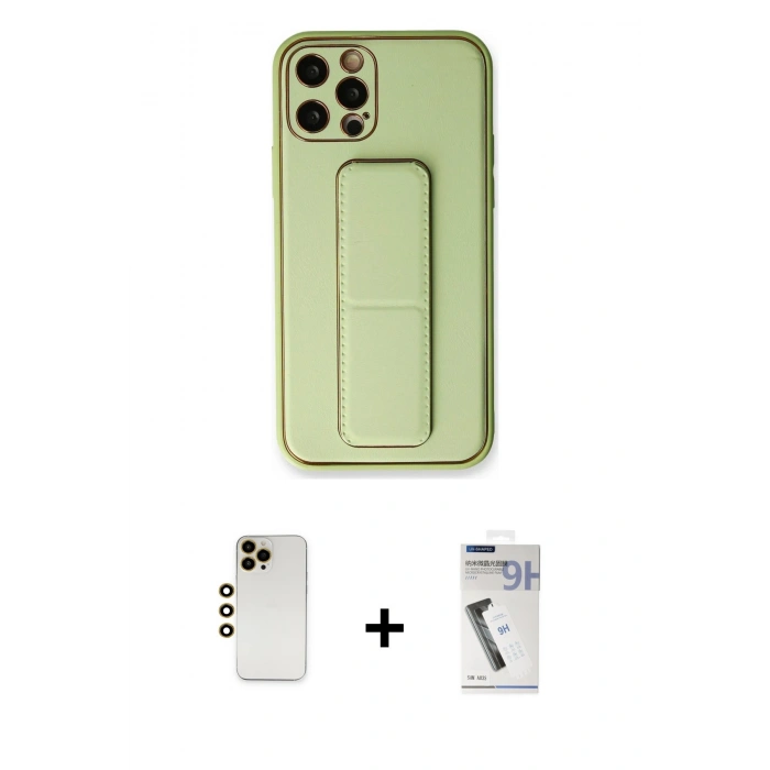 MARSİLYAN™- iPhone 12 Pro Kılıf Akış Doku - Şeffaf Uv Polymer Nano Ekran Koruyucu + Shine Kamera Lens - GD