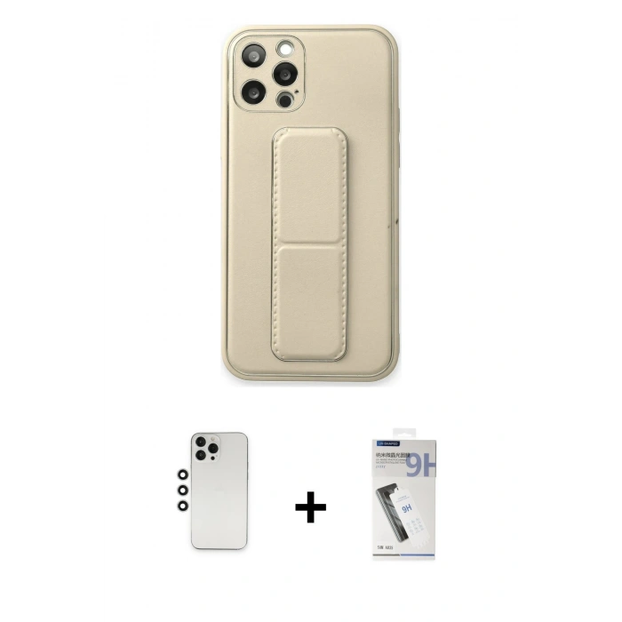 MARSİLYAN™- iPhone 12 Pro Kılıf Akış Doku - Şeffaf Uv Polymer Nano Ekran Koruyucu + Shine Kamera Lens - GS
