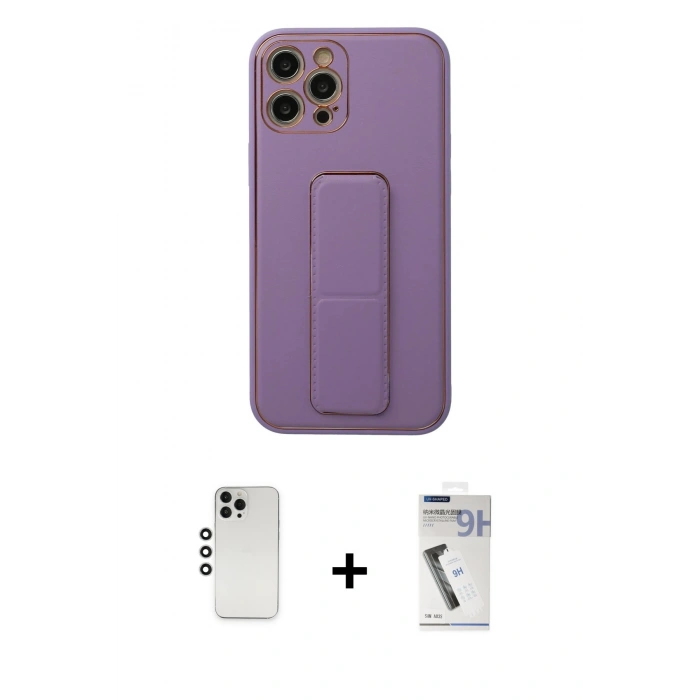MARSİLYAN™- iPhone 12 Pro Kılıf Akış Doku - Şeffaf Uv Polymer Nano Ekran Koruyucu + Shine Kamera Lens - GS