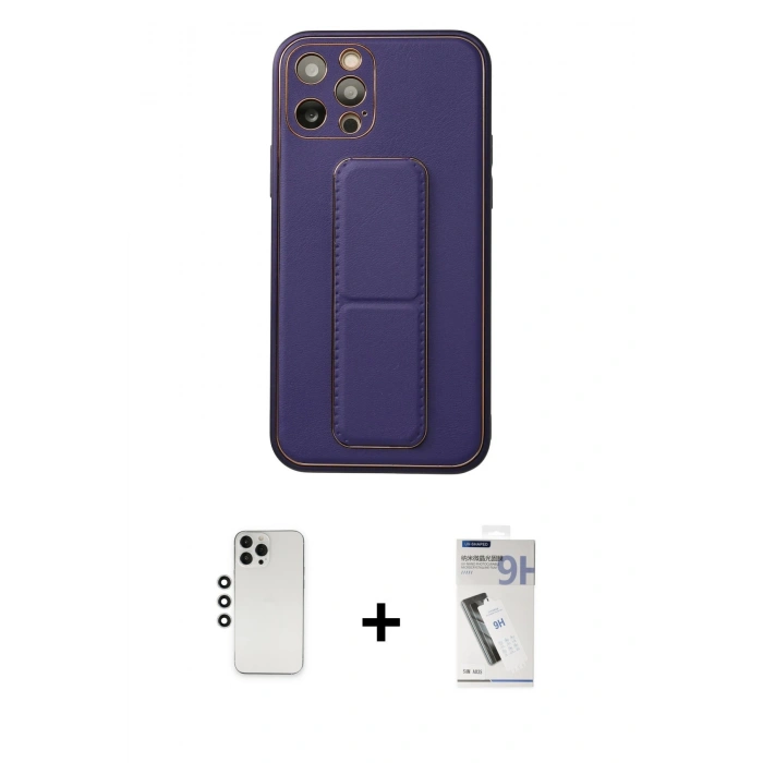MARSİLYAN™- iPhone 12 Pro Kılıf Akış Doku - Şeffaf Uv Polymer Nano Ekran Koruyucu + Shine Kamera Lens - GS