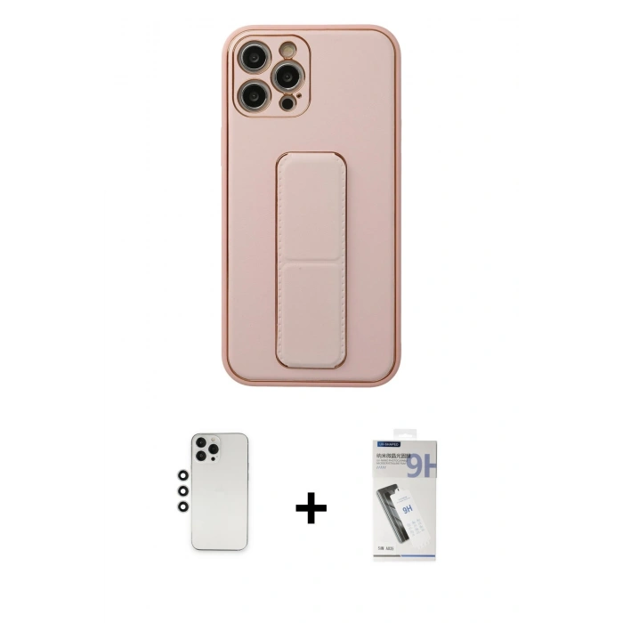 MARSİLYAN™- iPhone 12 Pro Kılıf Akış Doku - Şeffaf Uv Polymer Nano Ekran Koruyucu + Shine Kamera Lens - GS