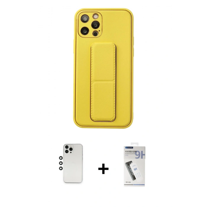 MARSİLYAN™- iPhone 12 Pro Kılıf Akış Doku - Şeffaf Uv Polymer Nano Ekran Koruyucu + Shine Kamera Lens - GS