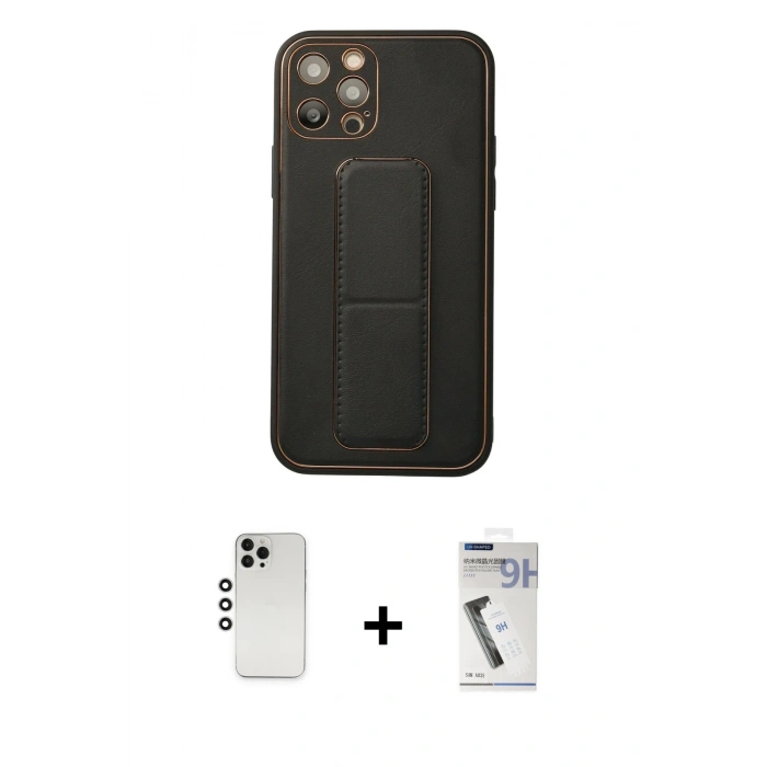 MARSİLYAN™- iPhone 12 Pro Kılıf Akış Doku - Şeffaf Uv Polymer Nano Ekran Koruyucu + Shine Kamera Lens - GS