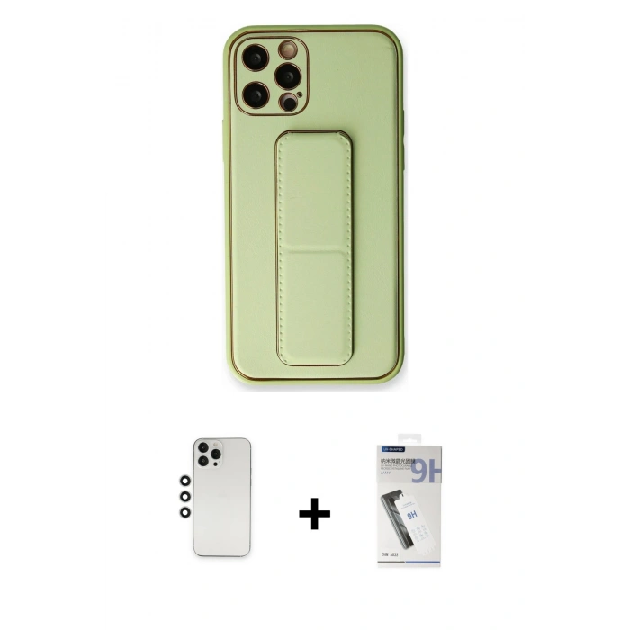 MARSİLYAN™- iPhone 12 Pro Kılıf Akış Doku - Şeffaf Uv Polymer Nano Ekran Koruyucu + Shine Kamera Lens - GS