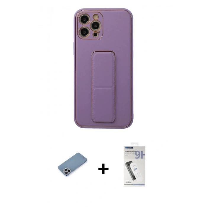 MARSİLYAN™- iPhone 12 Pro Kılıf Akış Doku - Şeffaf Uv Polymer Nano Ekran Koruyucu + Shine Kamera Lens Koruma Cam - GS