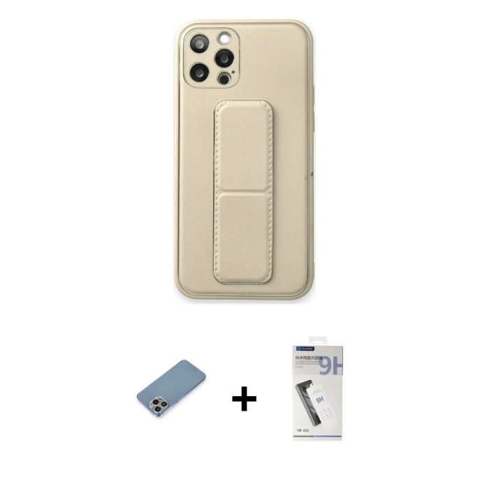 MARSİLYAN™- iPhone 12 Pro Kılıf Akış Doku - Şeffaf Uv Polymer Nano Ekran Koruyucu + Shine Kamera Lens Koruma Cam - GI