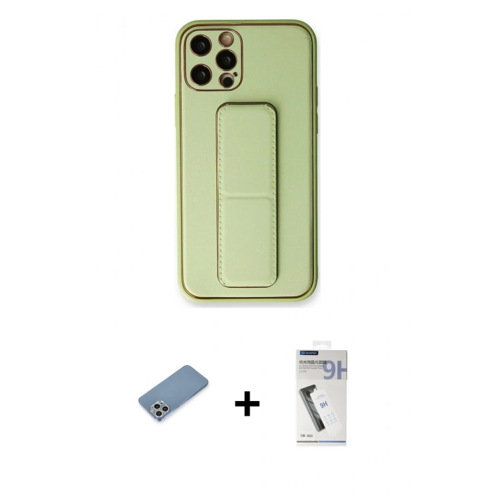 MARSİLYAN™- iPhone 12 Pro Kılıf Akış Doku - Şeffaf Uv Polymer Nano Ekran Koruyucu + Shine Kamera Lens Koruma Cam - GS