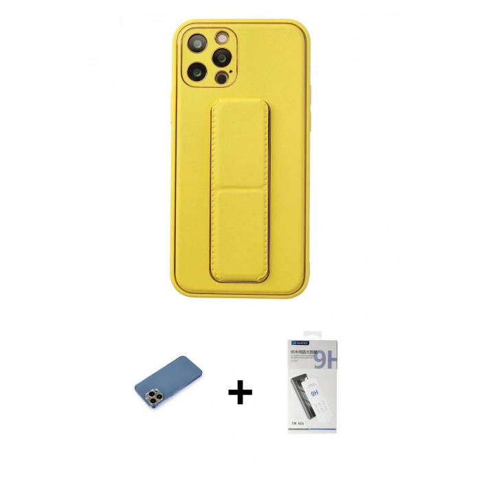 MARSİLYAN™- iPhone 12 Pro Kılıf Akış Doku - Şeffaf Uv Polymer Nano Ekran Koruyucu + Shine Kamera Lens Koruma Cam - GD
